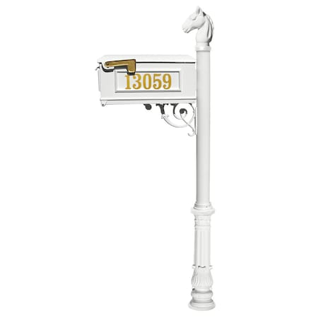 Qualarc Mailbox w/decorative ornate base, horsehead finial LMCV-701-WHT